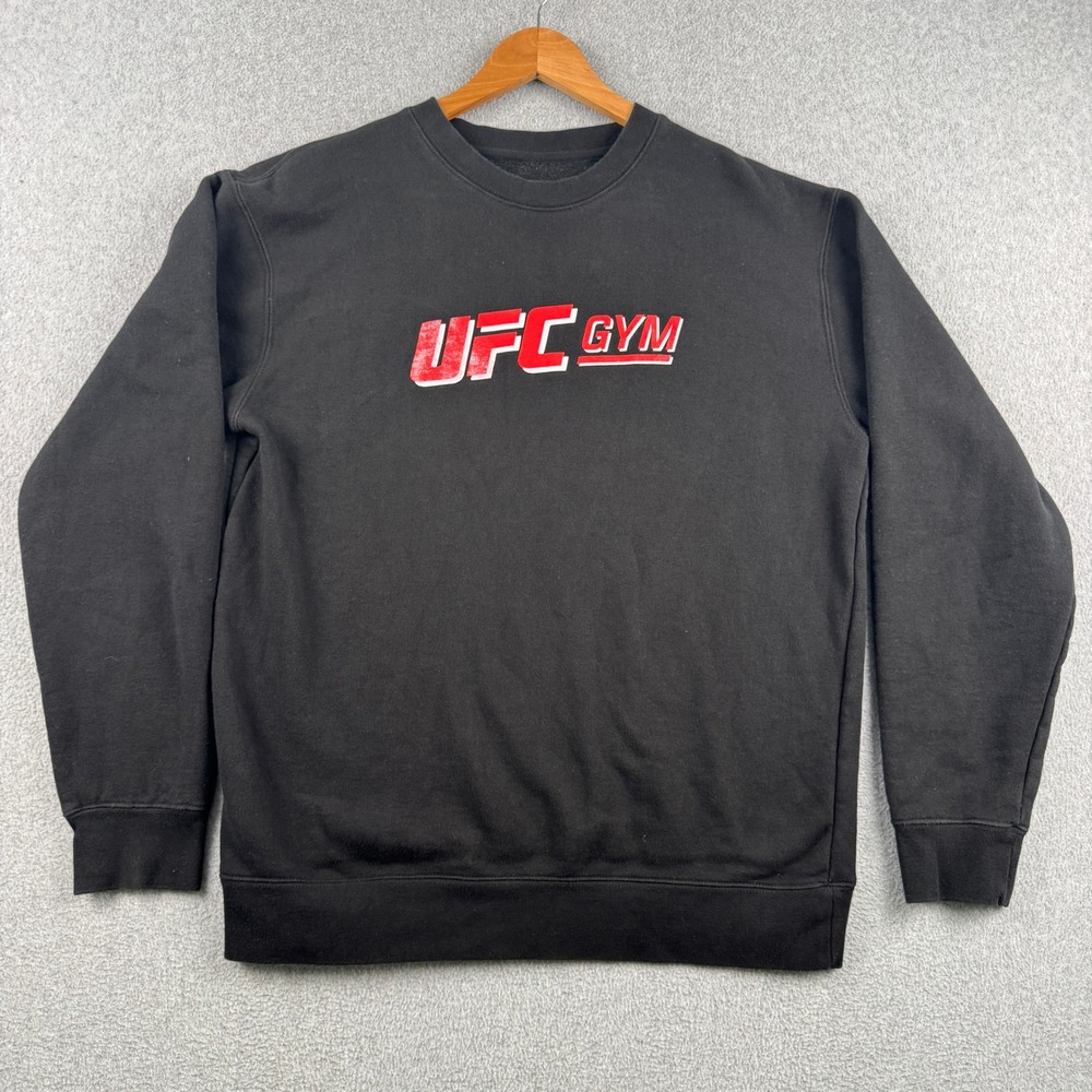 UFC Gym Sweatshirt Mens Medium Black Rise Fight Thrive Graphic Crewneck Pullover